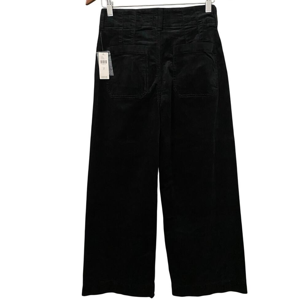 Maeve Anthropologie The Colette Pant US 27 Wide Leg Crop Black Corduroy NEW - Picture 6 of 15